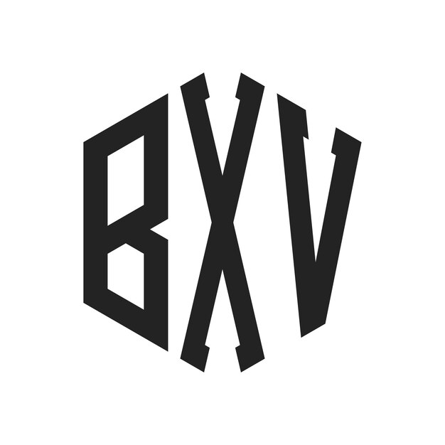 Diseño del logotipo BXV Letra inicial BXV Monograma Logotipo con forma de hexágono