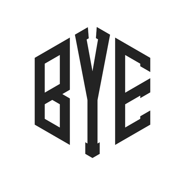 Diseño del logotipo BYE Letra inicial BYE Monograma Logotipo con forma de hexágono