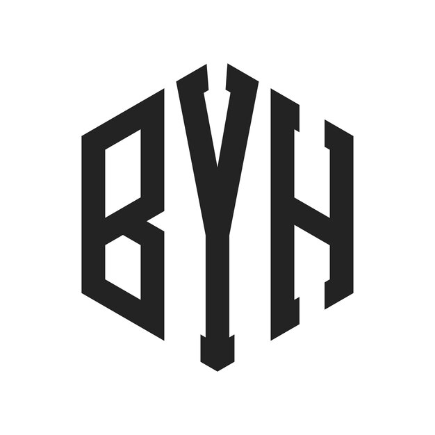 Diseño del logotipo BYH Letra inicial BYH Monograma Logotipo con forma de hexágono