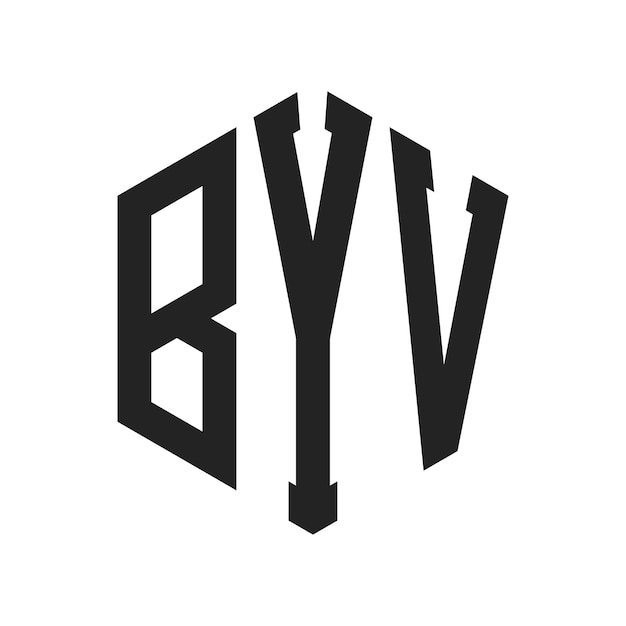 Diseño del logotipo BYV Letra inicial BYV Monograma Logotipo con forma de hexágono