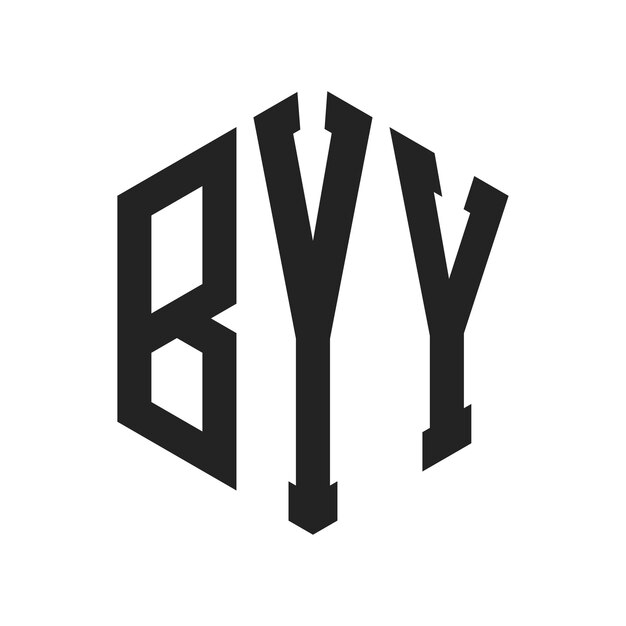 Diseño del logotipo BYY Letra inicial BYY Monograma Logotipo con forma de hexágono