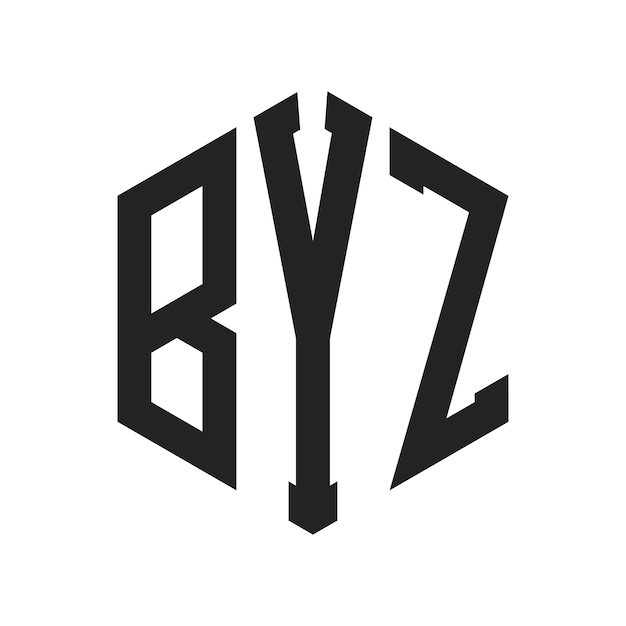 Diseño del logotipo BYZ Letra inicial BYZ Monograma Logotipo con forma de hexágono