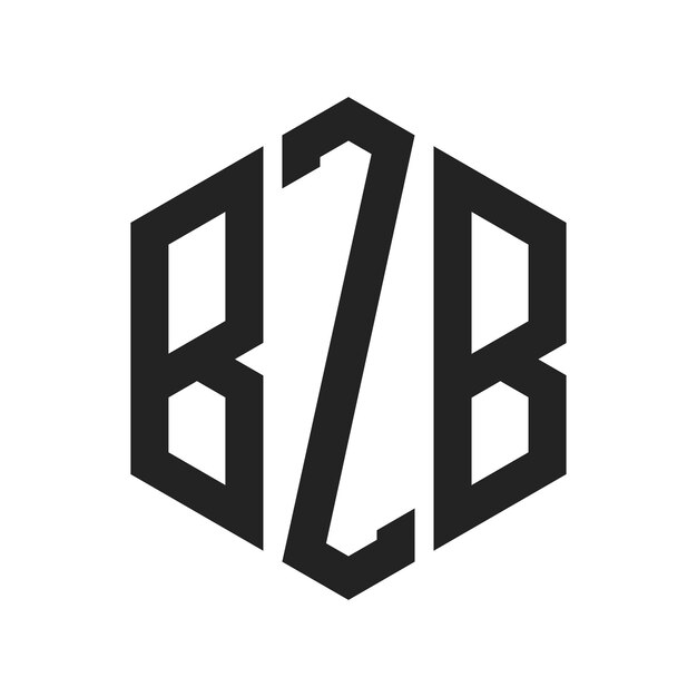 Diseño del logotipo de BZB Letra inicial BZB Monograma Logotipo con forma de hexágono