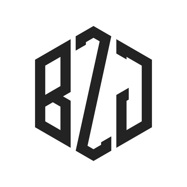 Diseño del logotipo de BZJ Letra inicial BZJ Monograma Logotipo con forma de hexágono