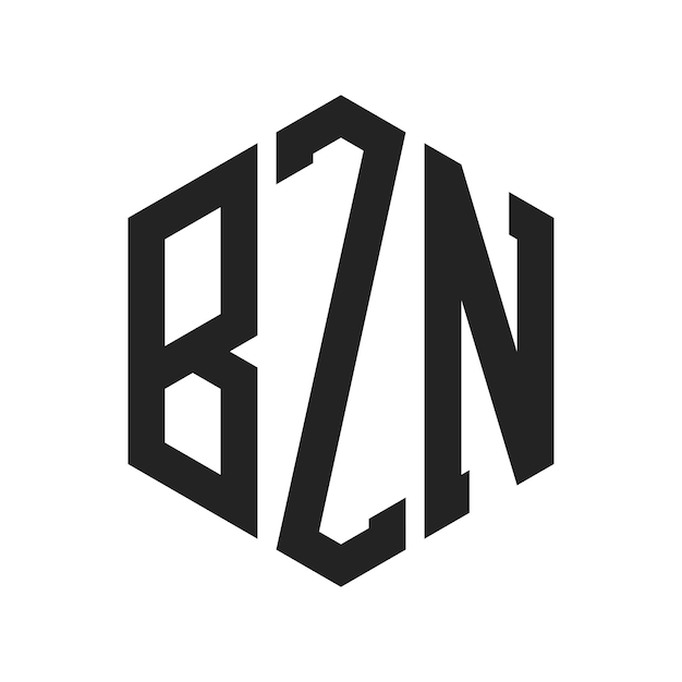 Diseño del logotipo de BZN Letra inicial BZN Monograma Logotipo con forma de hexágono