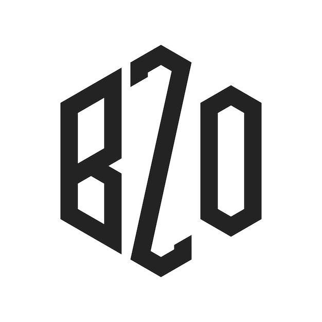 Diseño del logotipo BZO Letra inicial BZO Monograma Logotipo con forma de hexágono