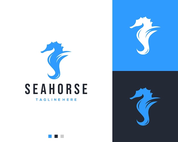 Diseño de logotipo de caballito de mar simple