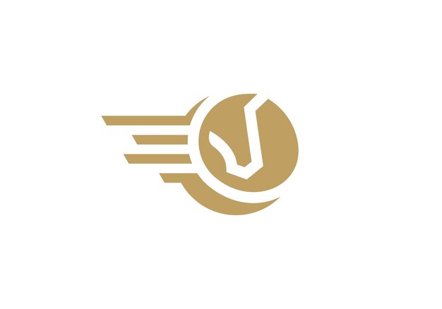 diseño del logotipo del caballo alado y la cabeza estilo lineal ilustración vectorial del icono de lujo