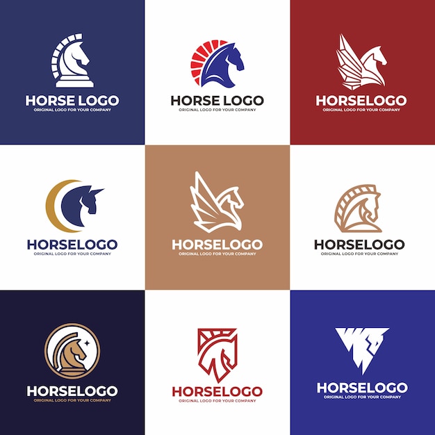 Diseño de logotipo de caballo. Colección de diseño de logotipo de empresa única creativa.