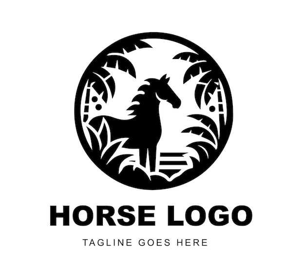 diseño del logotipo del caballo listo para su uso ilustración de la mascota de Premium Vector