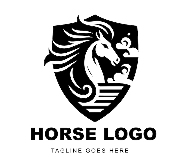 diseño del logotipo del caballo listo para su uso ilustración de la mascota de Premium Vector