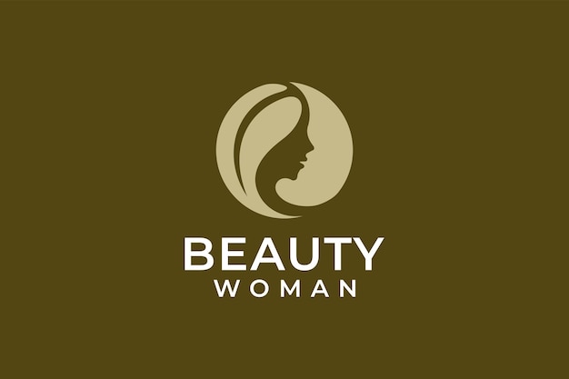 Diseño de logotipo de cabello de mujer de belleza femenina en espacio negativo