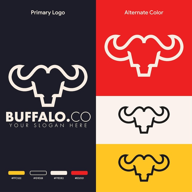 diseño de logotipo de cabeza de búfalo minimalista simple