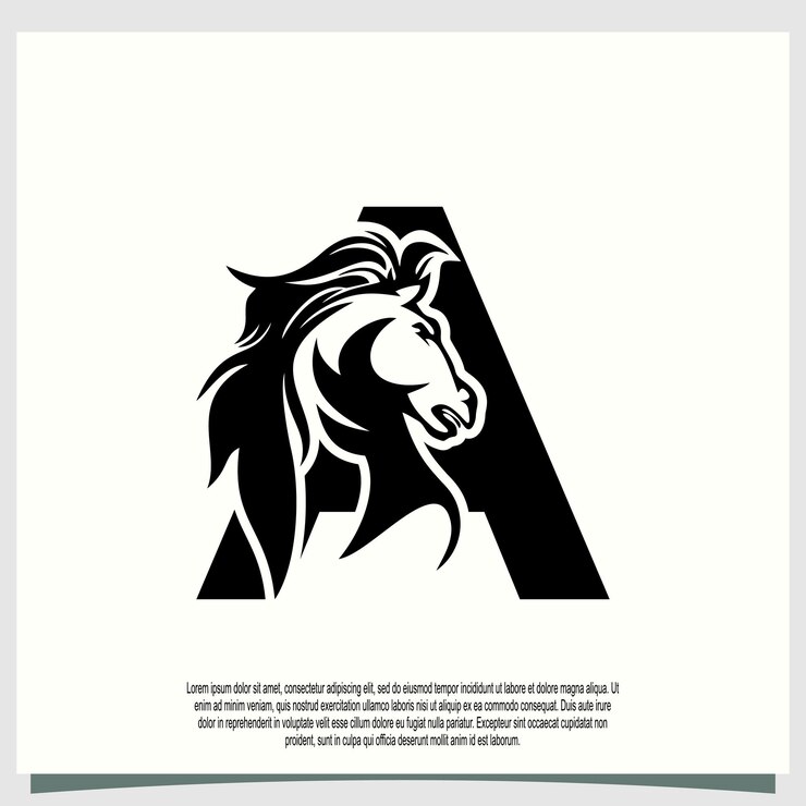 Diseño de logotipo de cabeza de caballo con letra inicial un concepto moderno