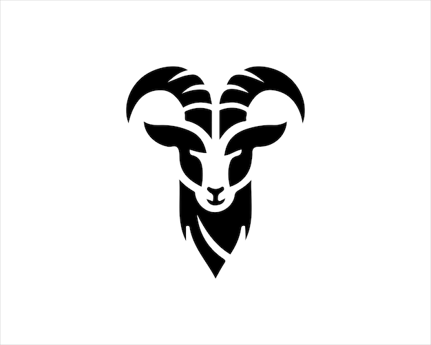 Diseño del logotipo de la cabeza de cabra negra Ilustración vectorial