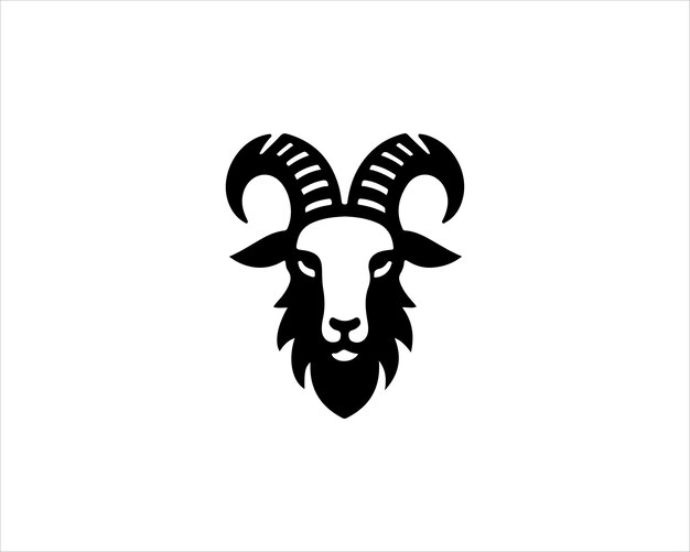 Diseño del logotipo de la cabeza de cabra negra Ilustración vectorial