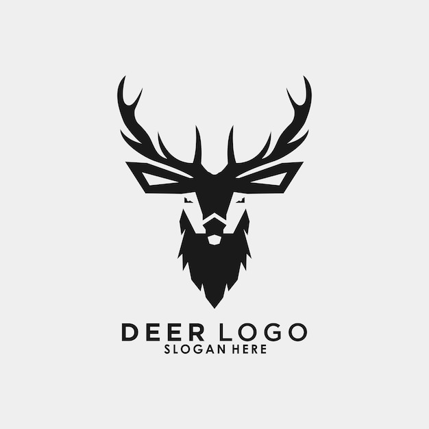 Diseño de logotipo de cabeza de ciervo con concepto de ilustración