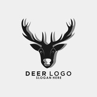 Vector diseño de logotipo de cabeza de ciervo con concepto de ilustración