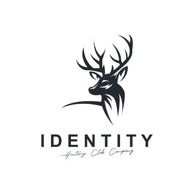 Diseño del logotipo de la cabeza de ciervo Ilustración vectorial del logotipo del ciervo Cara de ciervo para la caza de vida silvestre Diseño del Logotipo