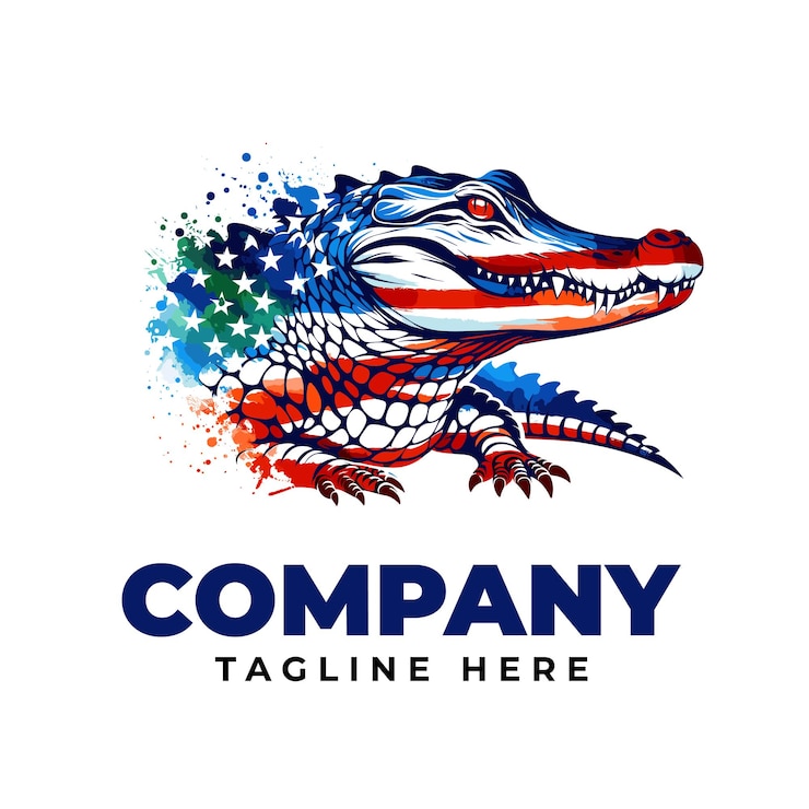 Vector diseño del logotipo de la cabeza de cocodrilo alligador de acuarela de los estados unidos