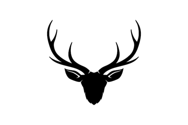 Diseño del logotipo de la cabeza de cuerno de ciervo silueta de caza al aire libre animal símbolo de la vida silvestre