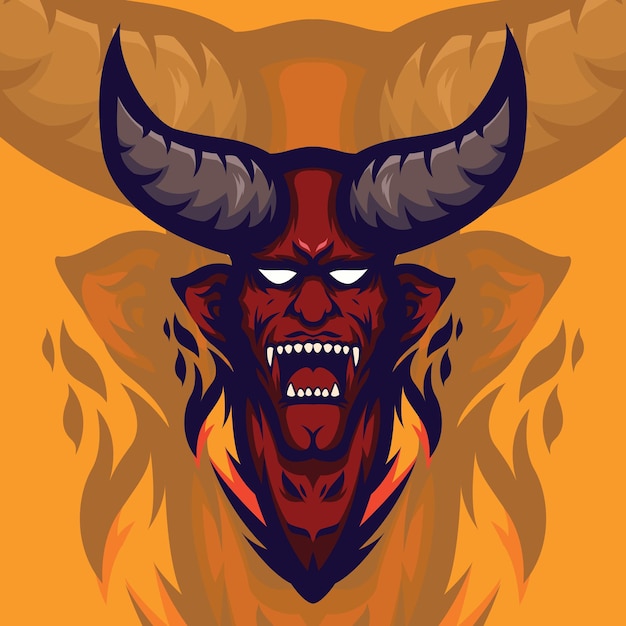 Vector diseño de logotipo de cabeza de diablo