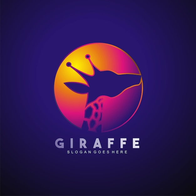 Diseño de logotipo de cabeza de jirafa en concepto de color moderno