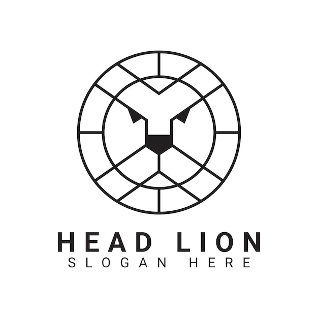 Diseño de logotipo de cabeza de león Arte lineal Logotipo de cabeza de león