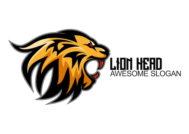 diseño del logotipo de la cabeza de león mascota