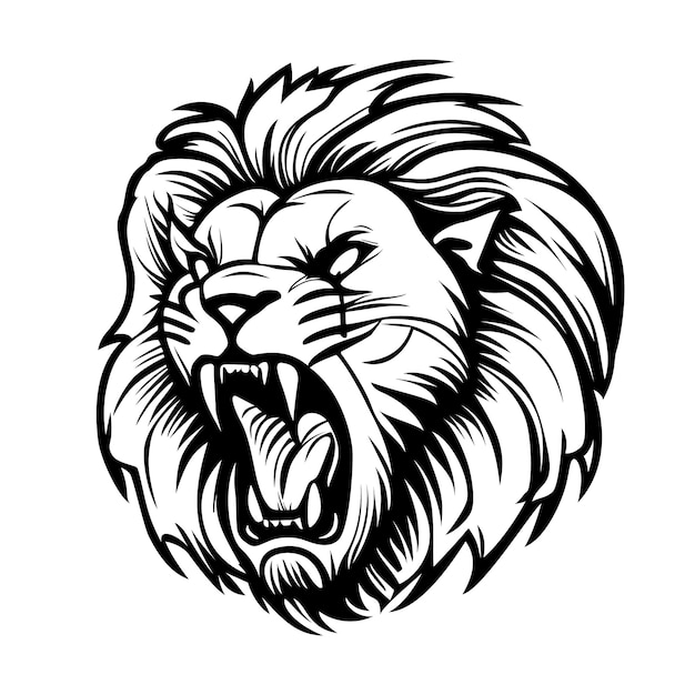 Diseño de logotipo de cabeza de león Silueta abstracta de una cabeza de león Cara malvada de un león