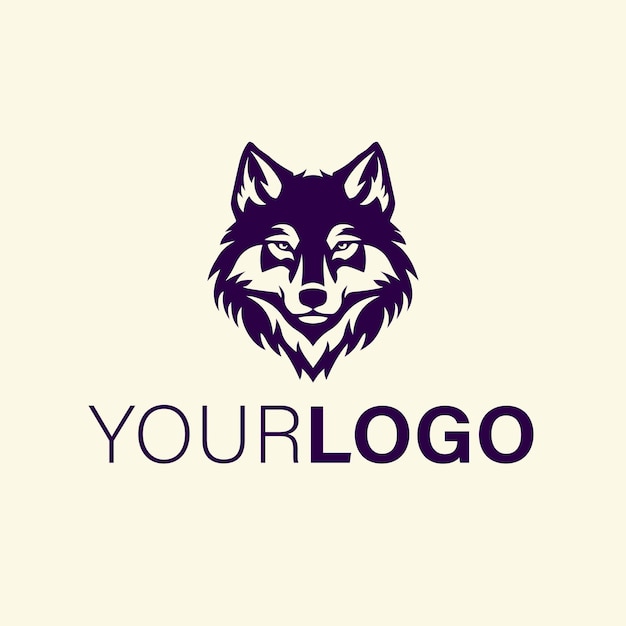 Diseño del logotipo de la cabeza del lobo con contorno de línea simple icono vectorial de la cara del lobo