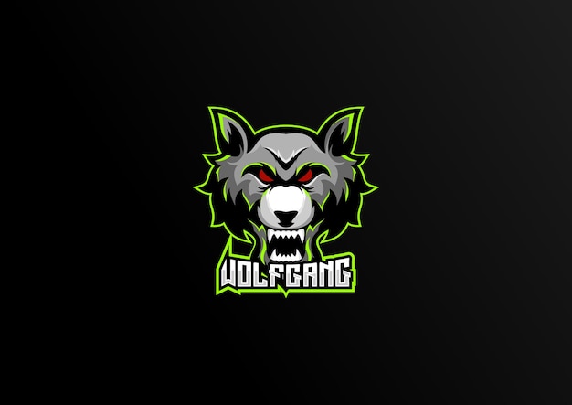 diseño del logotipo de la cabeza del lobo diseño del equipo de esports de juegos mascota