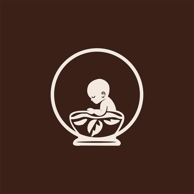 Vector diseño del logotipo de la cabeza de la luna del bebé ilustración vectorial de chocolate
