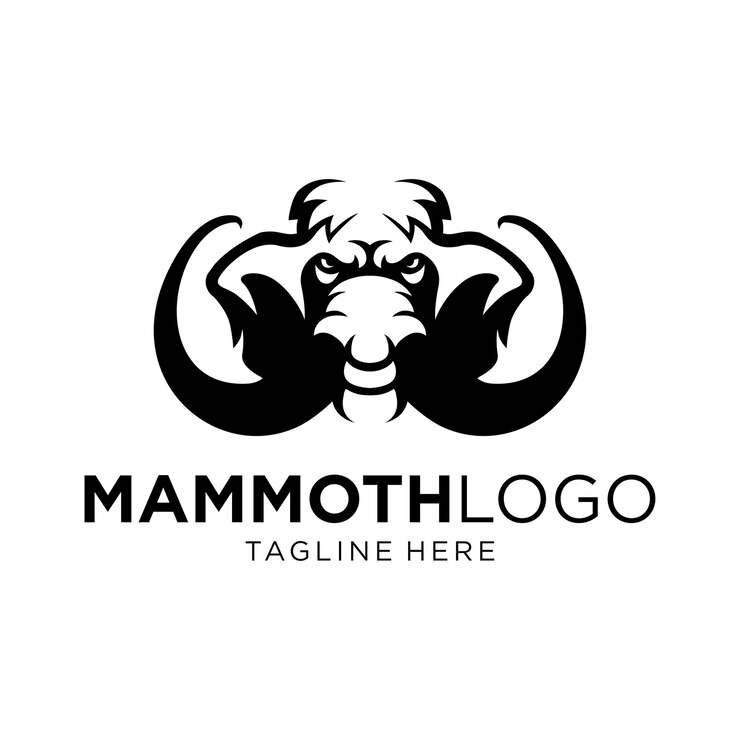 Vector diseño del logotipo de la cabeza del mamut ilustración vectorial simple y moderna