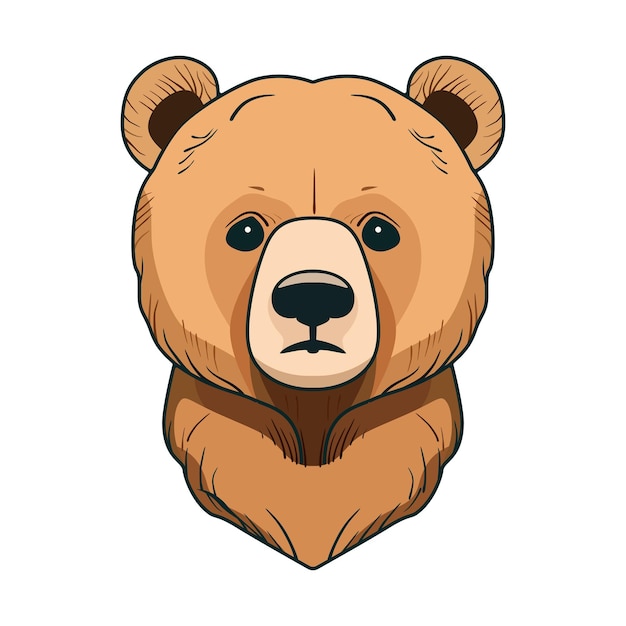Diseño de logotipo de cabeza de oso Cara de oso abstracta aislada Cara de oso triste