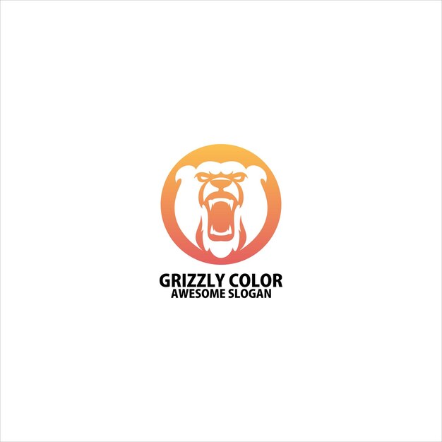 El diseño del logotipo de la cabeza de oso gris tiene un color de gradiente