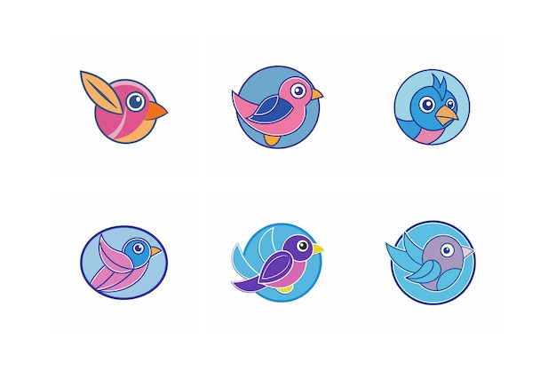 Diseño del logotipo de la cabeza del pájaro ababil etiquetado primitivo bajo medio extremo ilustración vectorial kawaii
