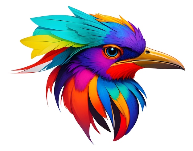 Diseño de logotipo de cabeza de pájaro colorido