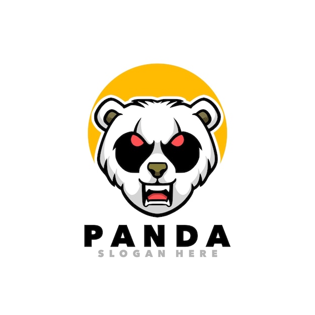 Diseño del logotipo de la cabeza de panda enojada
