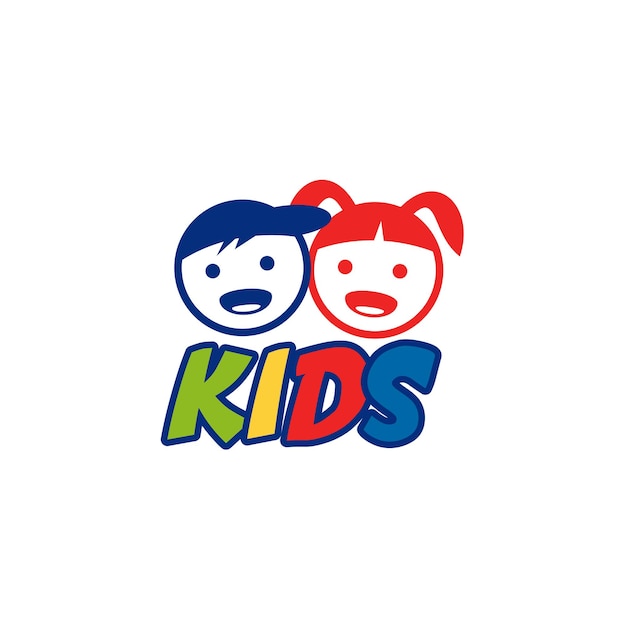 Diseño del logotipo de la cabeza de la pareja de niños