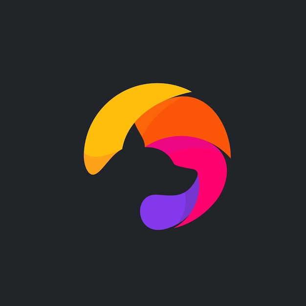 Diseño de logotipo de cabeza de perro en forma de círculo.