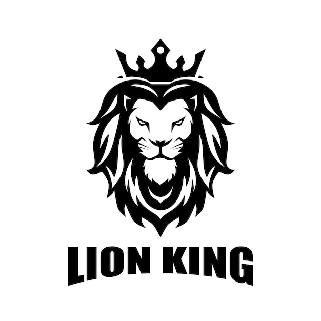 diseño del logotipo de la cabeza del rey león negro vectorial