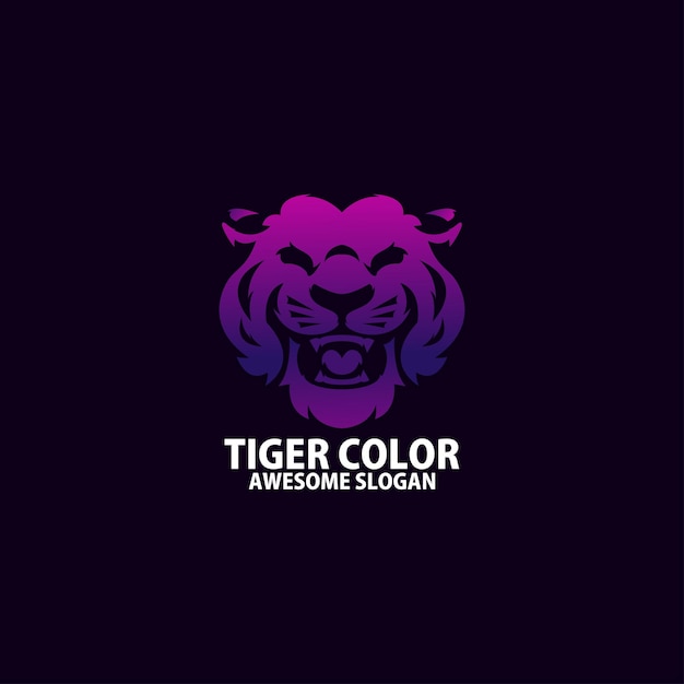 diseño del logotipo de la cabeza de tigre gradiente colorido