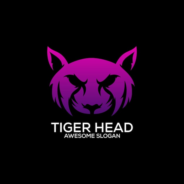 diseño del logotipo de la cabeza de tigre gradiente colorido