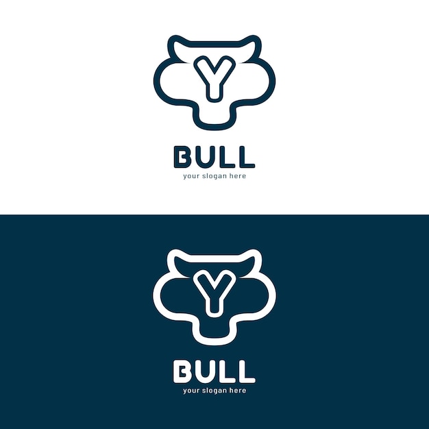 Diseño de logotipo de cabeza de toro con letra Y