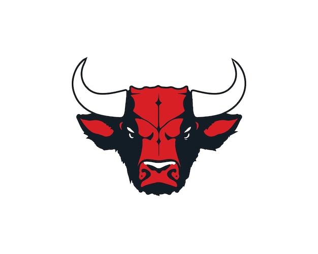 diseño de logotipo de cabeza de toro rojo