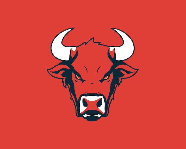 diseño de logotipo de cabeza de toro rojo