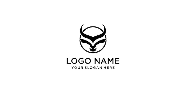 Diseño de logotipo de cabeza de toro simple con vector premium de concepto moderno