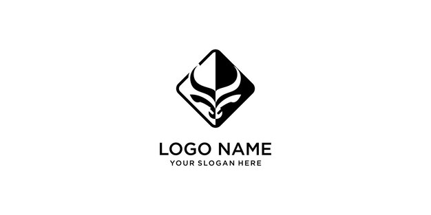 Diseño de logotipo de cabeza de toro simple con vector premium de concepto moderno