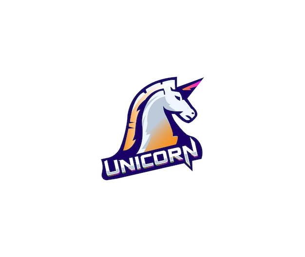 Vector diseño de logotipo de cabeza de unicornio